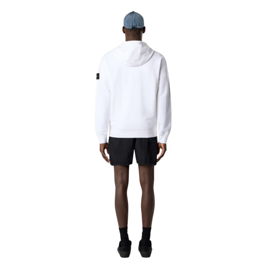 Sweat-shirt zippé à capuche STONE ISLAND coupe regular à poches coton blanc