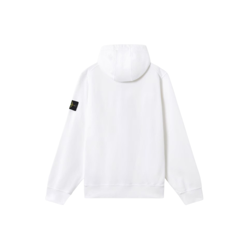 Sweat-shirt zippé à capuche STONE ISLAND coupe regular à poches coton blanc