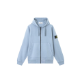 Sweat-shirt zippé à capuche coupe regular à poches coton bleu jeans