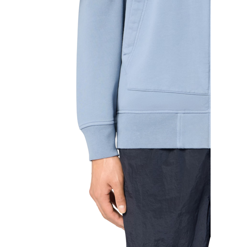 Sweat-shirt zippé à capuche STONE ISLAND coupe regular à poches coton bleu jeans