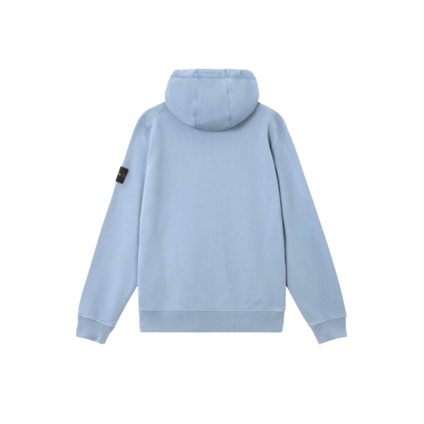 Sweat-shirt zippé à capuche STONE ISLAND coupe regular à poches coton bleu jeans
