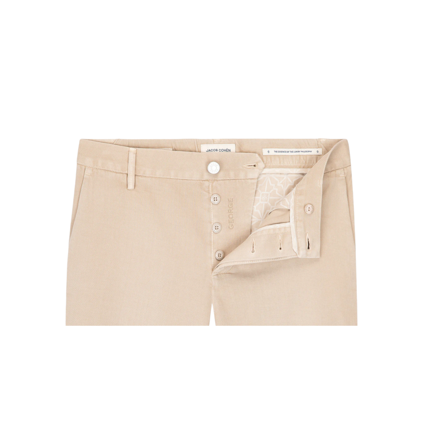 Bermuda JACOB COHEN George en gabardine stretch coton et lin beige