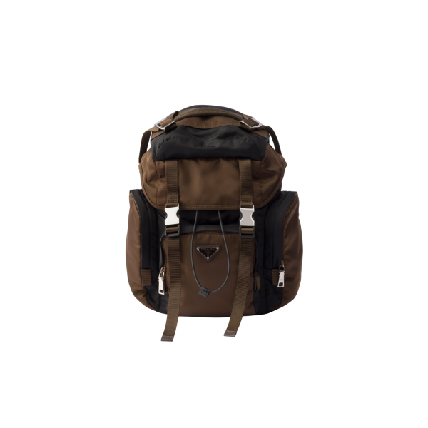 Sac à dos PRADA en Re nylon cuir marron noir