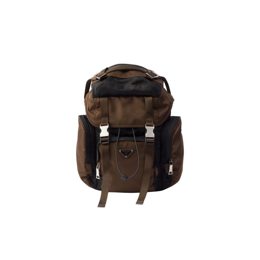 Sac à dos PRADA en Re nylon cuir marron noir