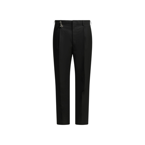 Pantalon ajusté PRADA coton noir porte clé triangle