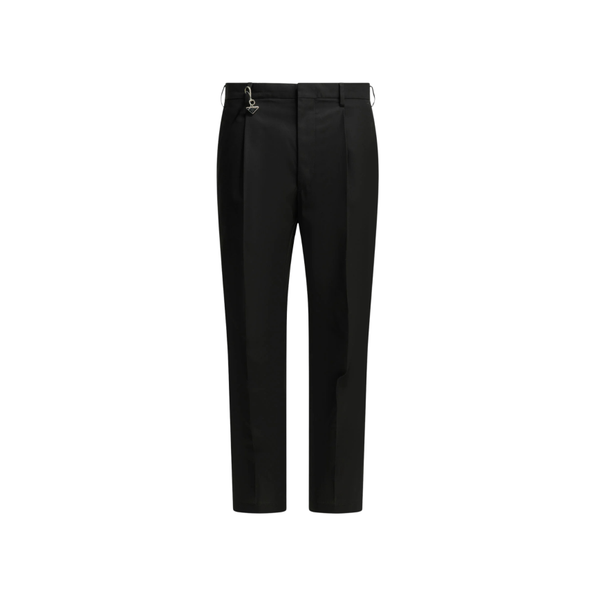 Pantalon ajusté PRADA coton noir porte clé triangle