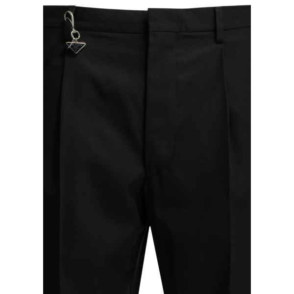 Pantalon ajusté PRADA coton noir porte clé triangle