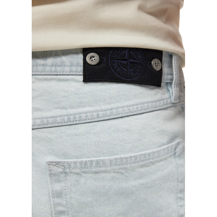 Jean droit STONE ISLAND regular cinq poches denim coton bleu clair