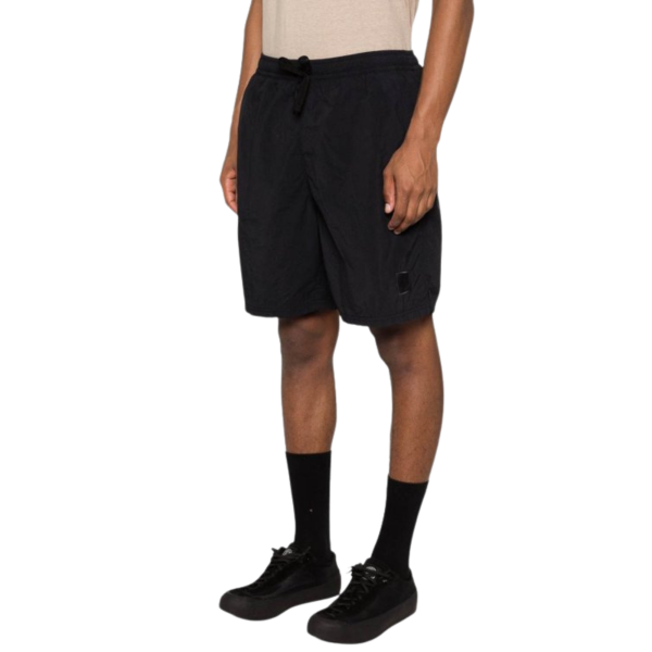 Short de bain STONE ISLAND mi-long bleu marine logo ton sur ton Ghost collection