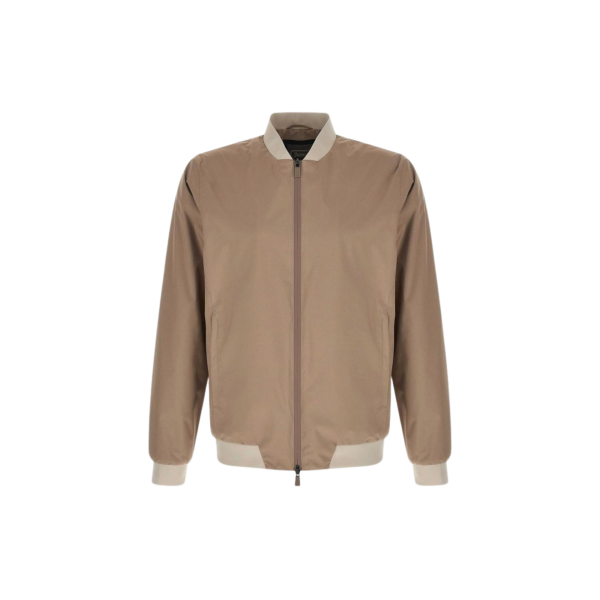 Blouson bomber zippé HERNO nylon marron clair beige