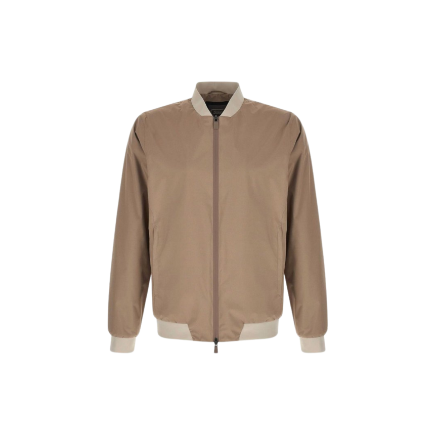 Blouson bomber zippé HERNO nylon marron clair beige