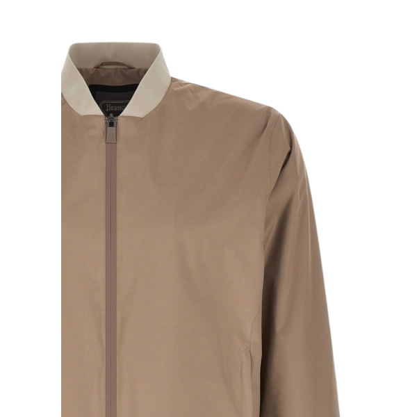 Blouson bomber zippé HERNO nylon marron clair beige