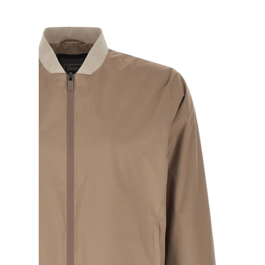 Blouson bomber zippé HERNO nylon marron clair beige