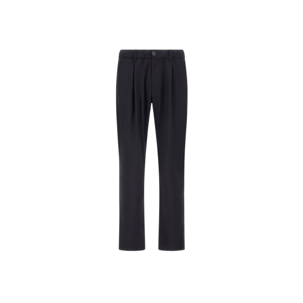 Pantalon à pinces HERNO taille élastique laine mélangée bleu marine