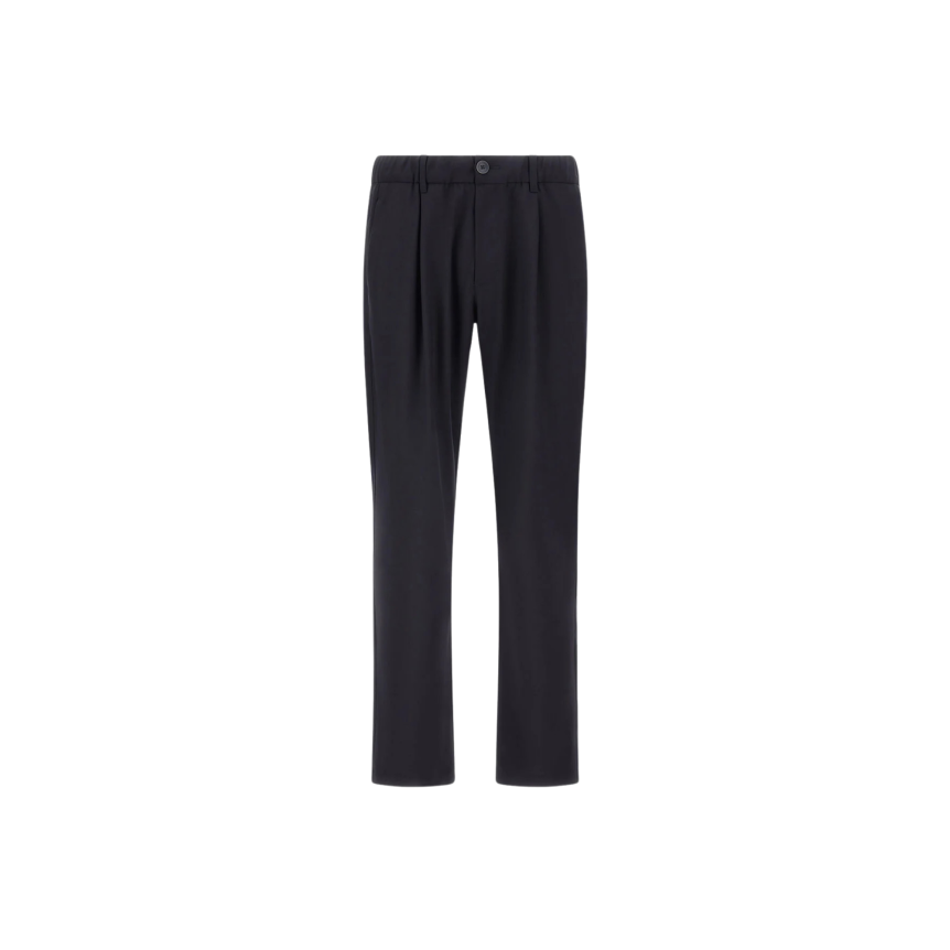 Pantalon à pinces HERNO taille élastique laine mélangée bleu marine