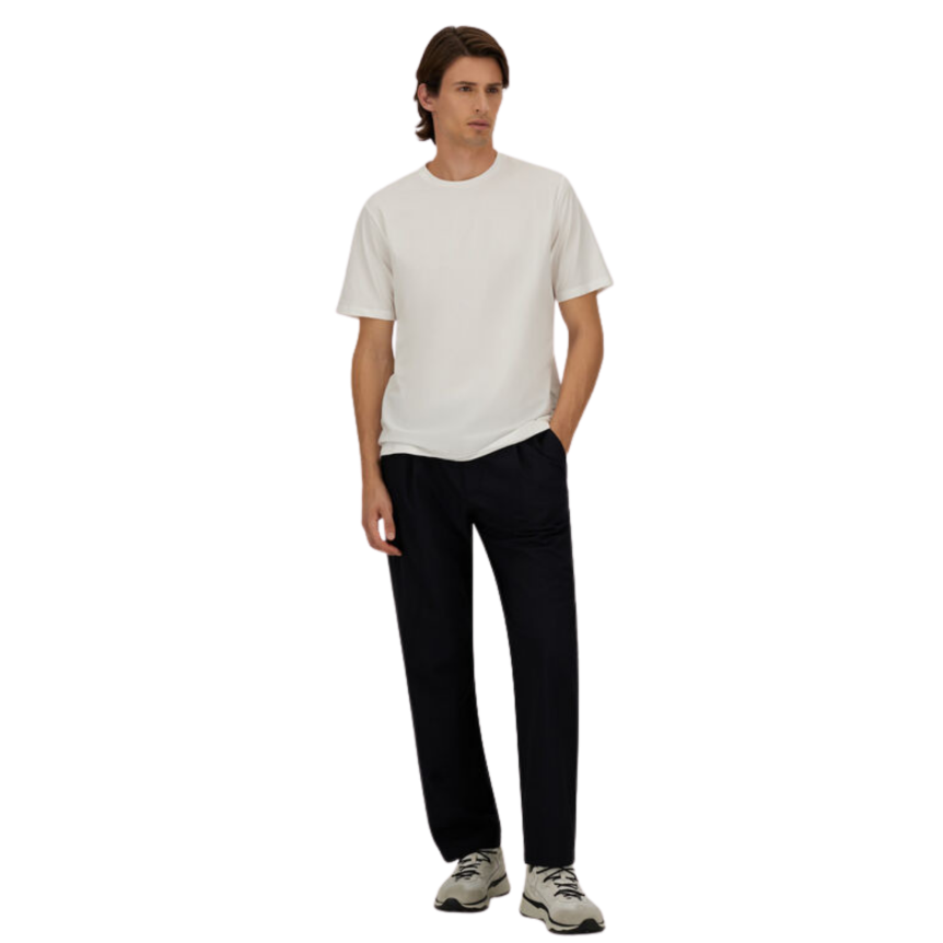 Pantalon à pinces HERNO taille élastique laine mélangée bleu marine