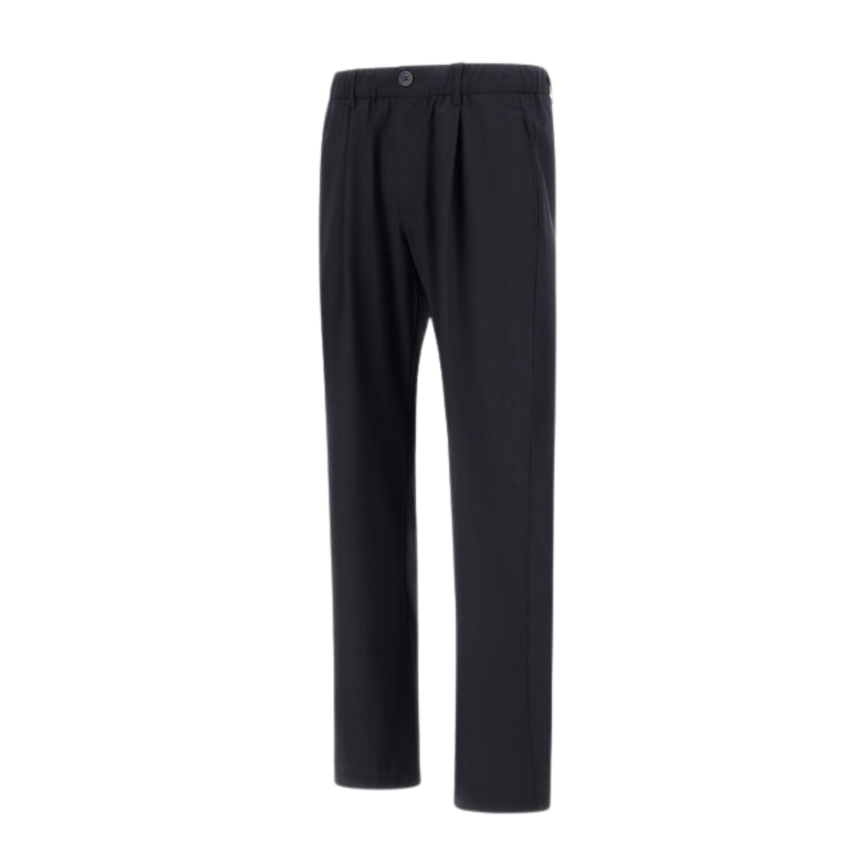 Pantalon à pinces HERNO taille élastique laine mélangée bleu marine
