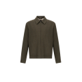 Blouson zippé sur chemise à col lin vert kaki