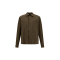 Chemise manche longue en polyester seersucker technique stretch kaki