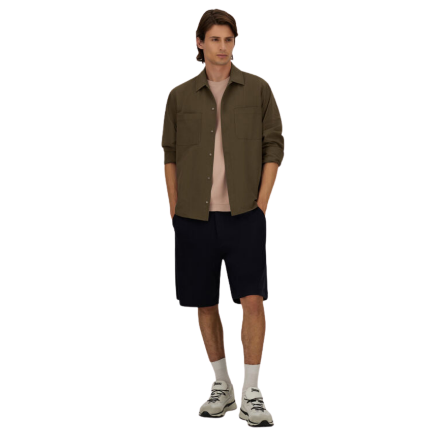 Chemise manche longue HERNO en polyester seersucker technique stretch kaki