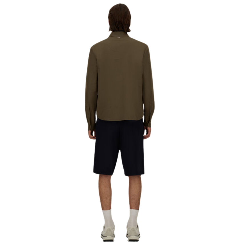 Chemise manche longue HERNO en polyester seersucker technique stretch kaki