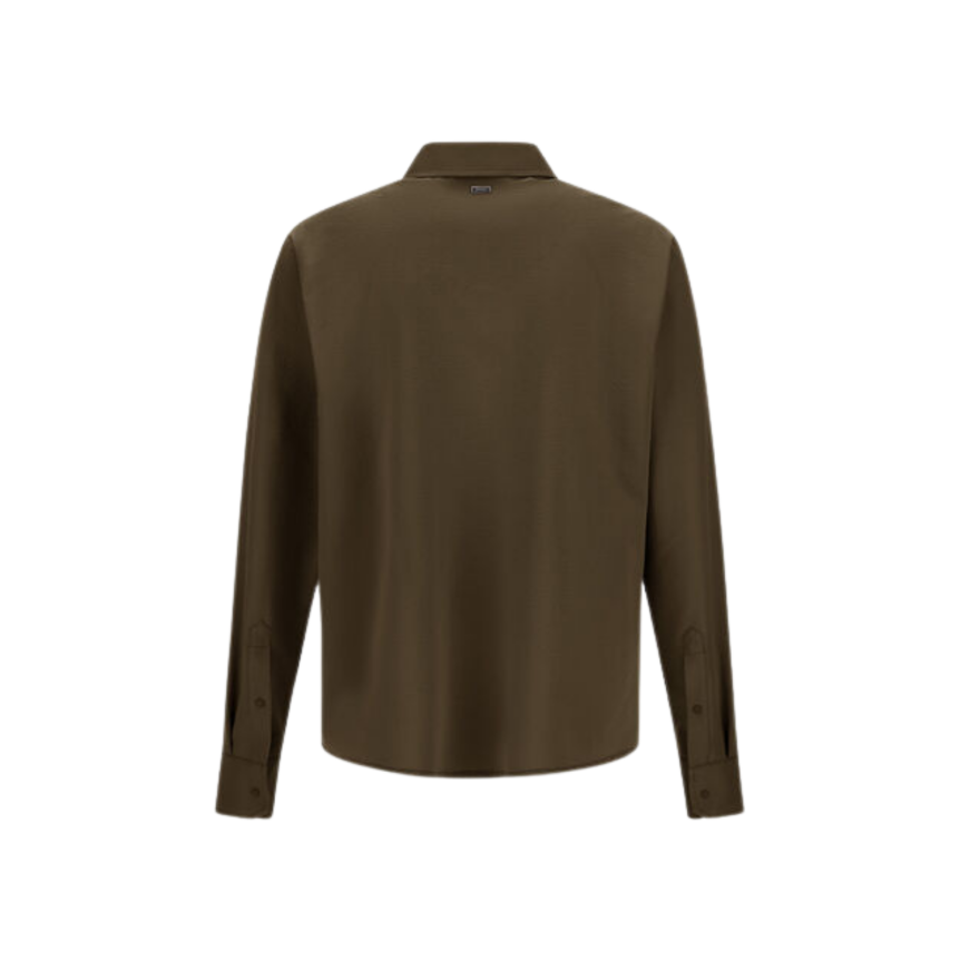 Chemise manche longue HERNO en polyester seersucker technique stretch kaki