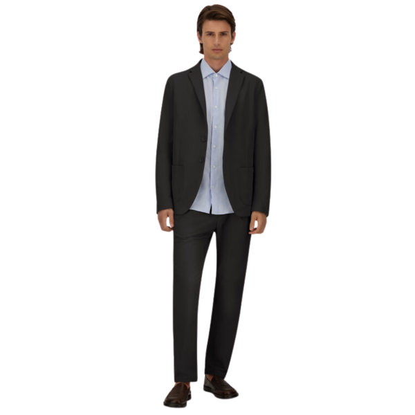 Pantalon HERNO en polyester seersucker technique extensible bleu marine