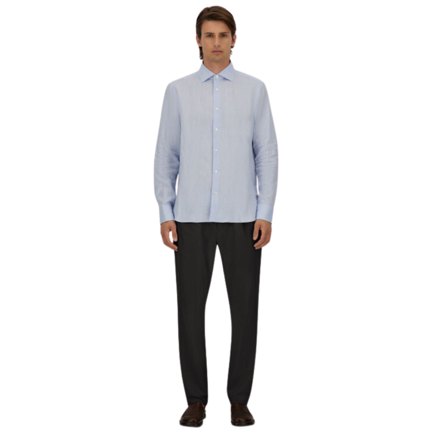 Pantalon HERNO en polyester seersucker technique extensible bleu marine