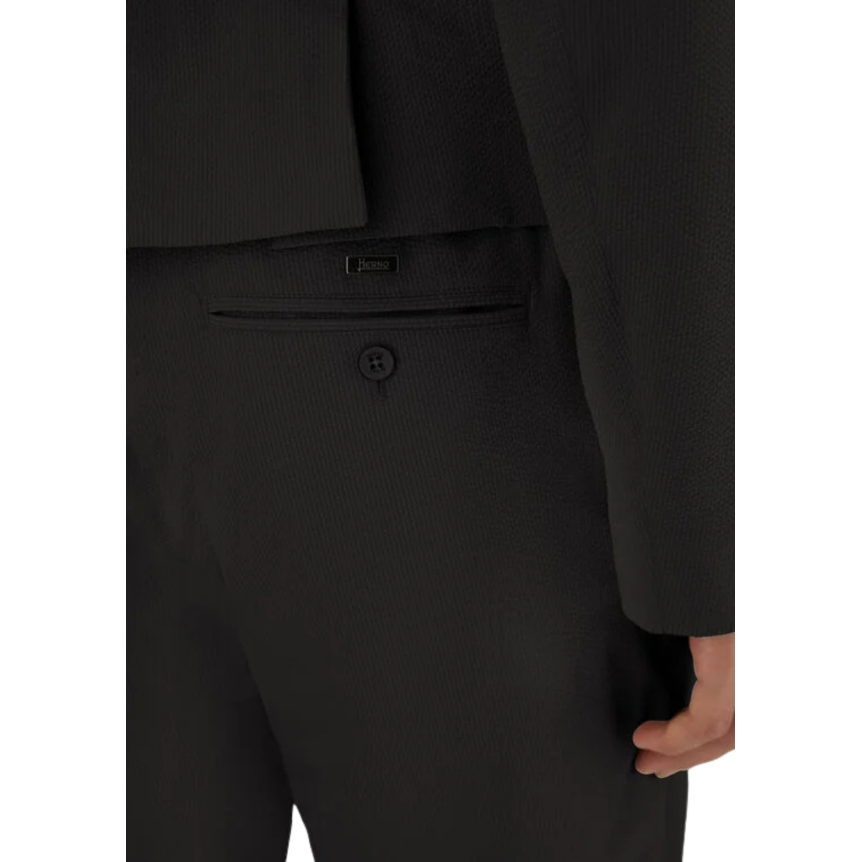 Pantalon HERNO en polyester seersucker technique extensible bleu marine