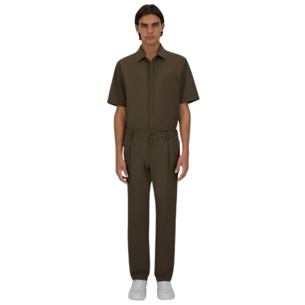 Pantalon HERNO en polyester seersucker technique extensible kaki