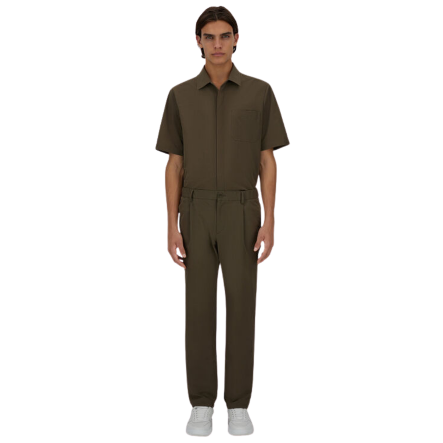 Pantalon HERNO en polyester seersucker technique extensible kaki