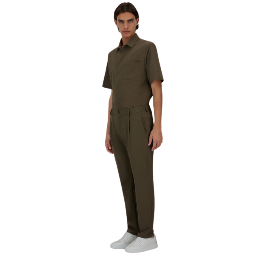 Pantalon HERNO en polyester seersucker technique extensible kaki