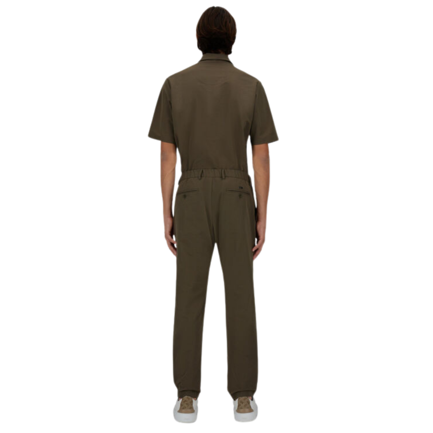 Pantalon HERNO en polyester seersucker technique extensible kaki