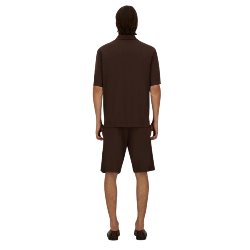 Short HERNO en piqué de pur coton marron