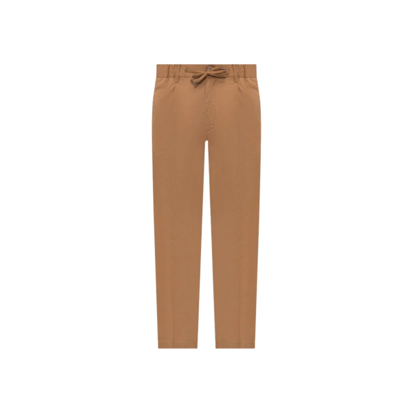 Pantalon taille élastique HERNO cordon en coton stretch camel