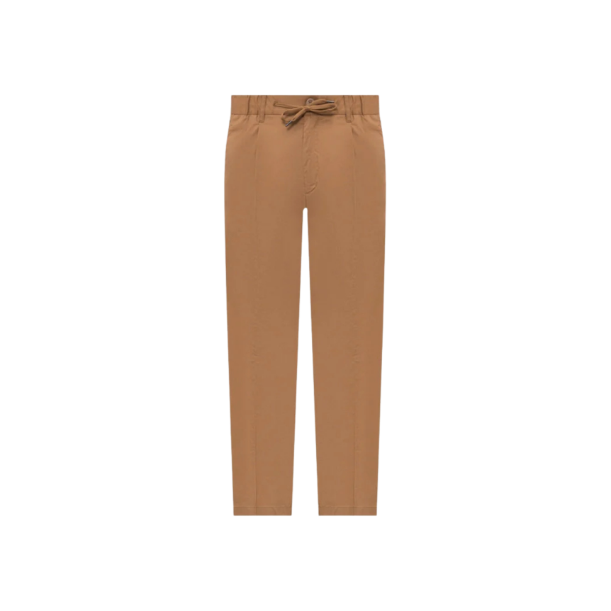Pantalon taille élastique HERNO cordon en coton stretch camel