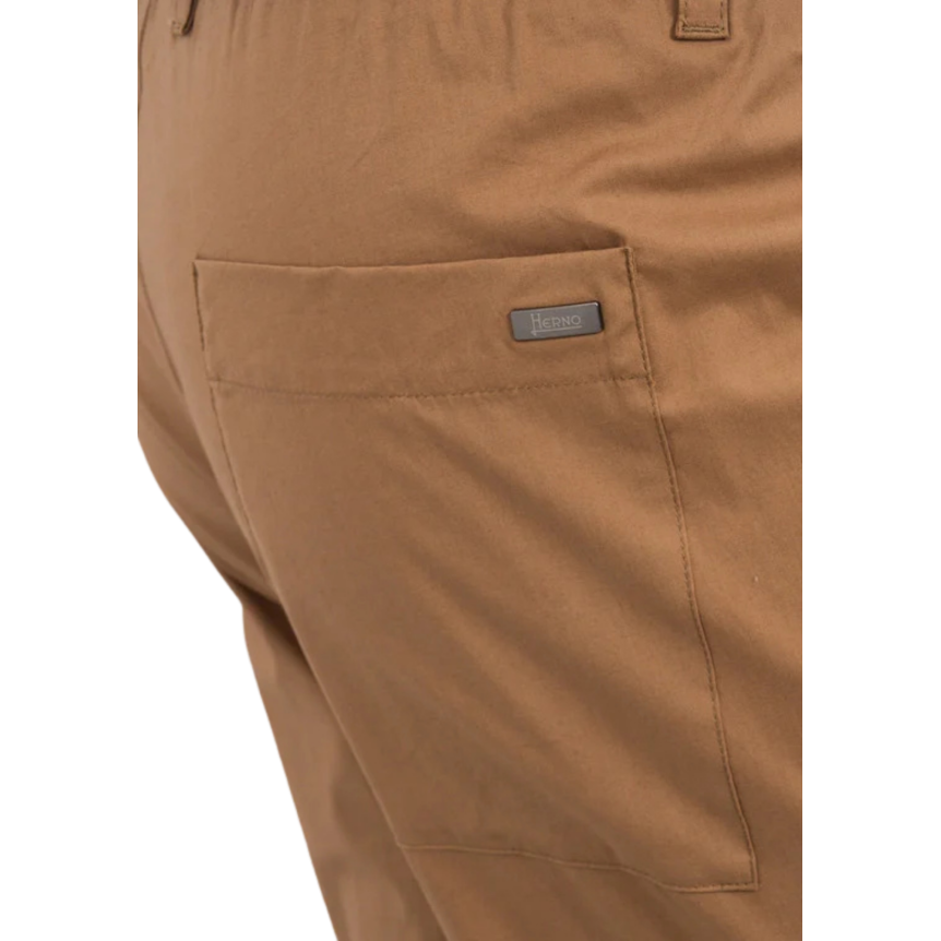 Pantalon taille élastique HERNO cordon en coton stretch camel
