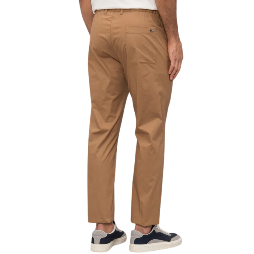 Pantalon taille élastique HERNO cordon en coton stretch camel