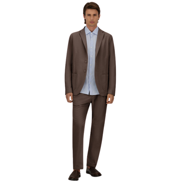 Pantalon HERNO en polyester seersucker technique extensible  marron