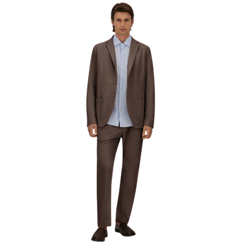Pantalon HERNO en polyester seersucker technique extensible  marron