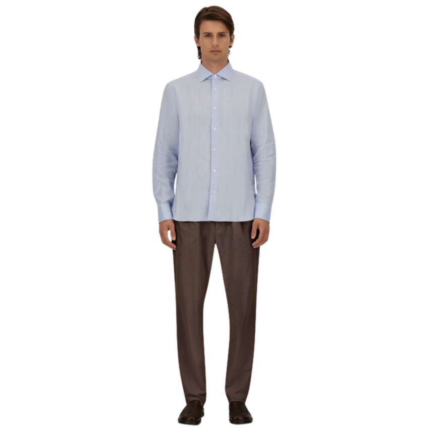 Pantalon HERNO en polyester seersucker technique extensible  marron