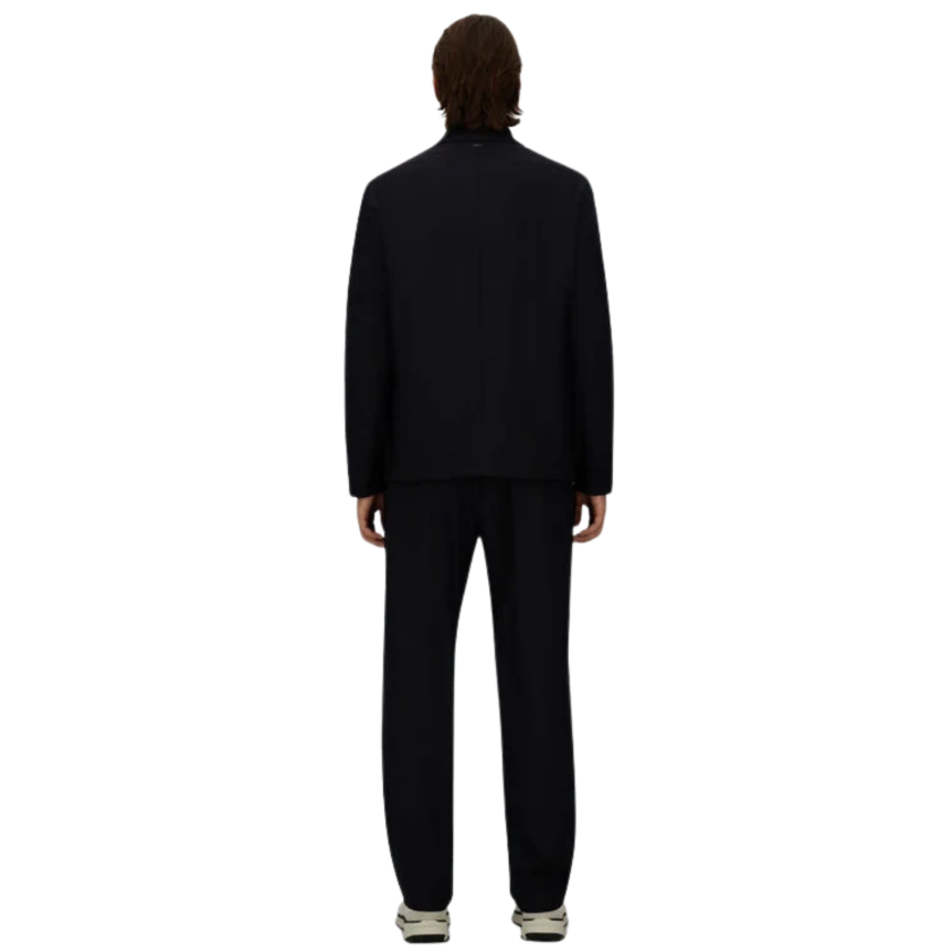 veste droite HERNO boutonnée sur chemise laine mélangée bleu marine