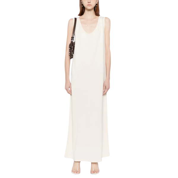 Robe longue sans manche KHAITE Hall soie japonaise bouloche écru