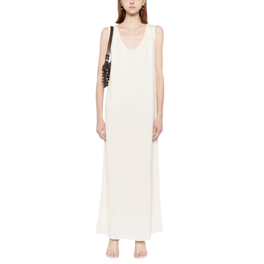 Robe longue sans manche KHAITE Hall soie japonaise bouloche écru