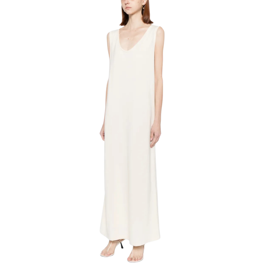 Robe longue sans manche KHAITE Hall soie japonaise bouloche écru