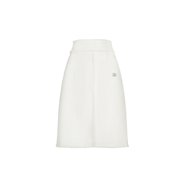 Jupe mi-longue DOLCE & GABBANA tweed raschel écru fendue