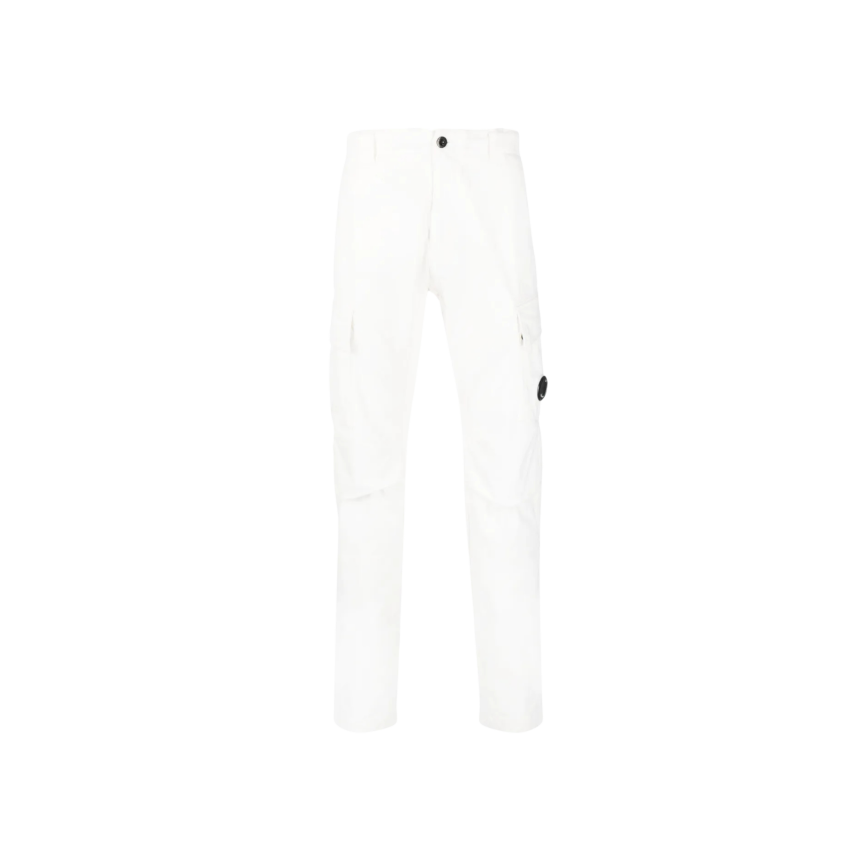 Pantalon cargo CP COMPANY coton satin stretch blanc écru lentille poche