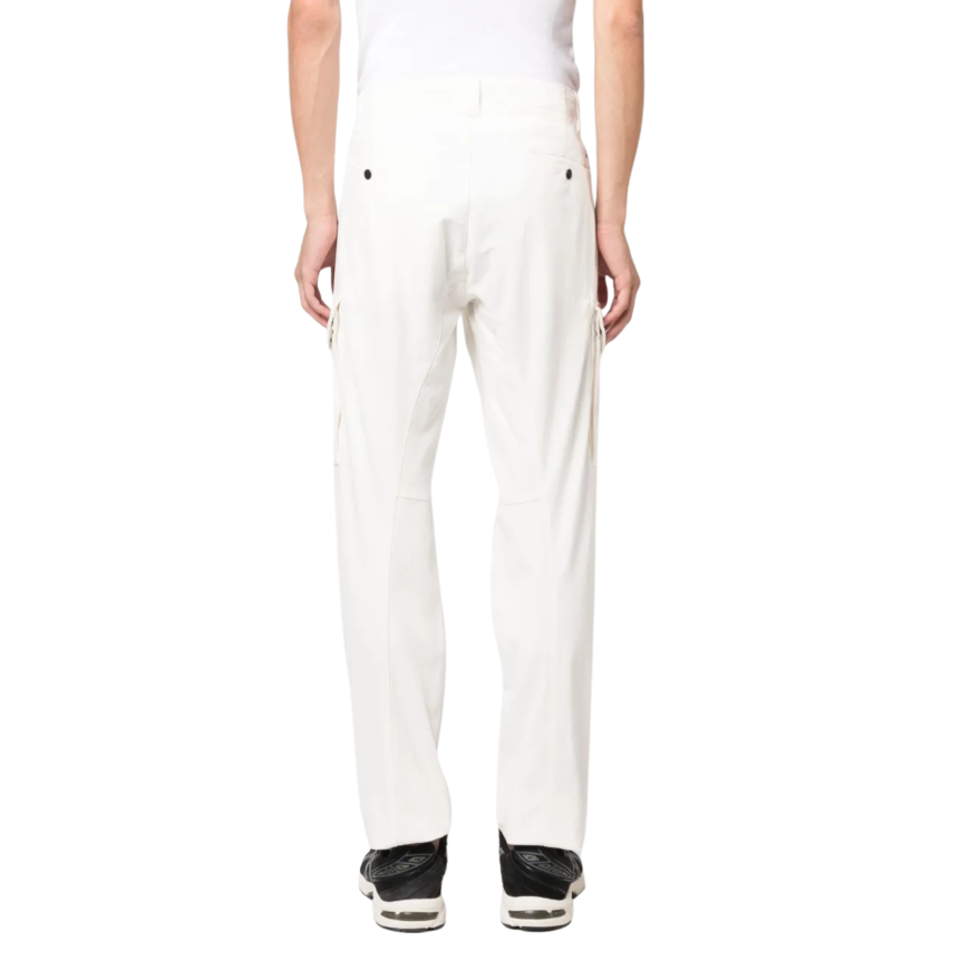 Pantalon cargo CP COMPANY coton satin stretch blanc écru lentille poche