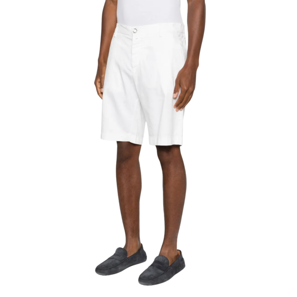 Bermuda JACOB COHEN George en gabardine stretch coton et lin blanc