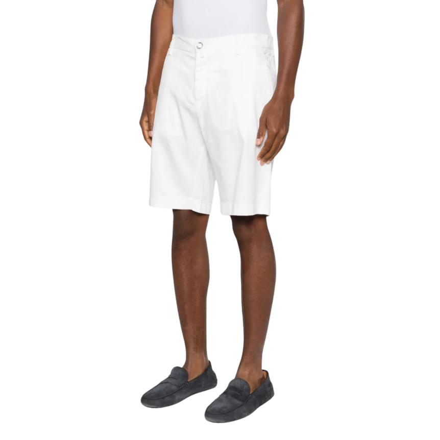 Bermuda JACOB COHEN George en gabardine stretch coton et lin blanc
